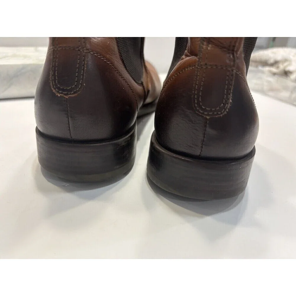 Johnston & Murphy Chelsea Boots Brown leather Pull on 59-1238 Shoes Mens Sz 10 M